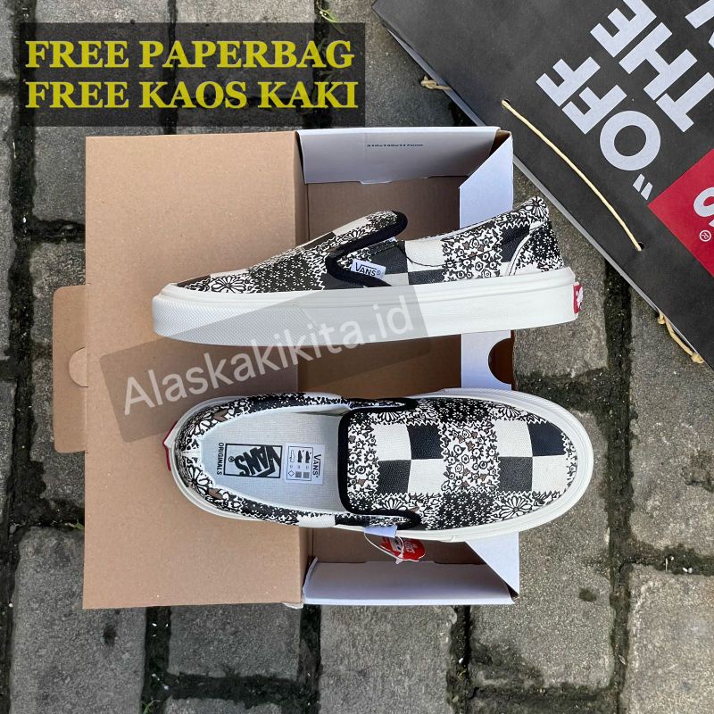 SEPATU IMPORT QUALITY /VANS SLIP ON TERBARU FREE KAOS KAKI