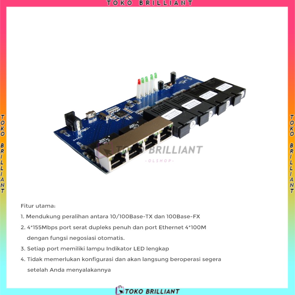 Pcba Ethernet Fiber Switch 4 RJ45 4 SC Optik Media Converter Single