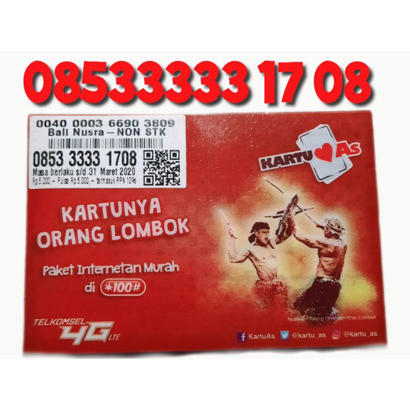 NOMER CANTIK TELKOMSEL AS SERI PANCA 3 (33333) + 17 AGUSTUS