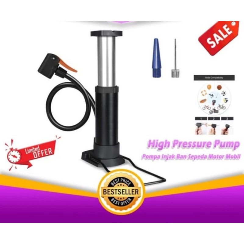 Pompa Ban Sepeda Kompa Angin Injak FOOT PUMP Pompa Injak manual sepeda/motor/mobil/balon/bola