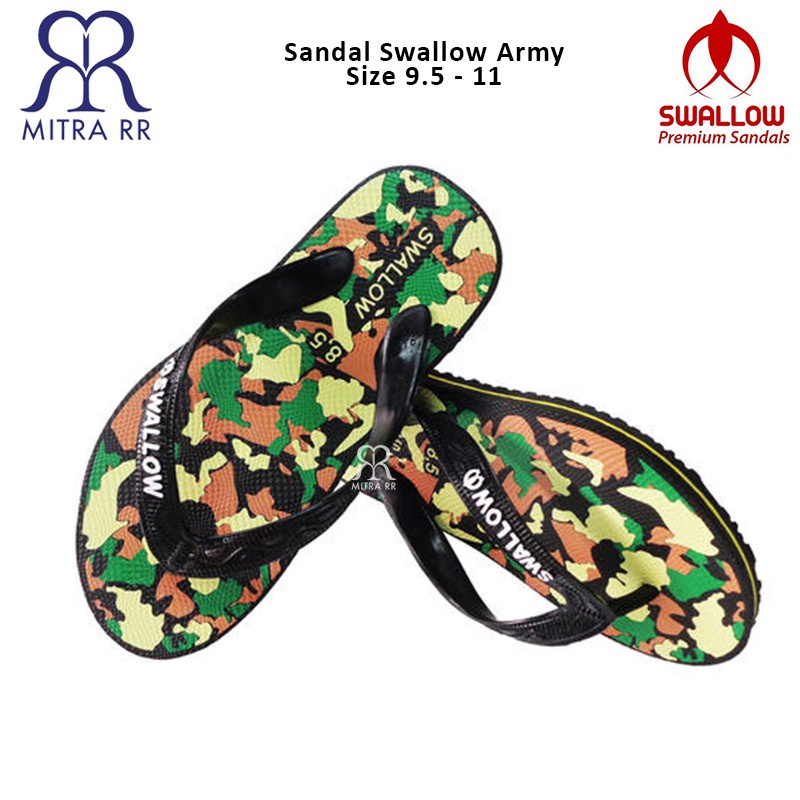 MitraRR Sandal Jepit Swallow Army /  Warna Sendal Karet Pria Wanita Asli / Tali Jepit Sandal Serampat