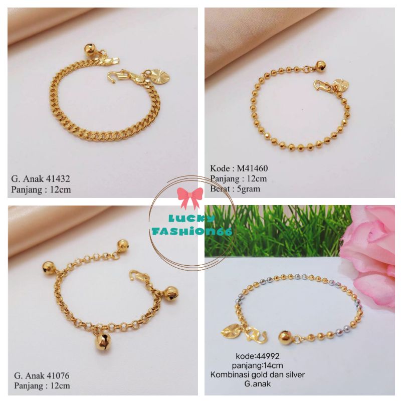 GELANG TANGAN ANAK TITANIUM LAPIS EMAS 24K ANTI KARAT 12-14cm