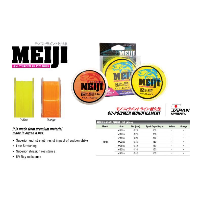 Senar Pancing Seahawk Untuk Kolam MEIJI 150M ANTI KRITING