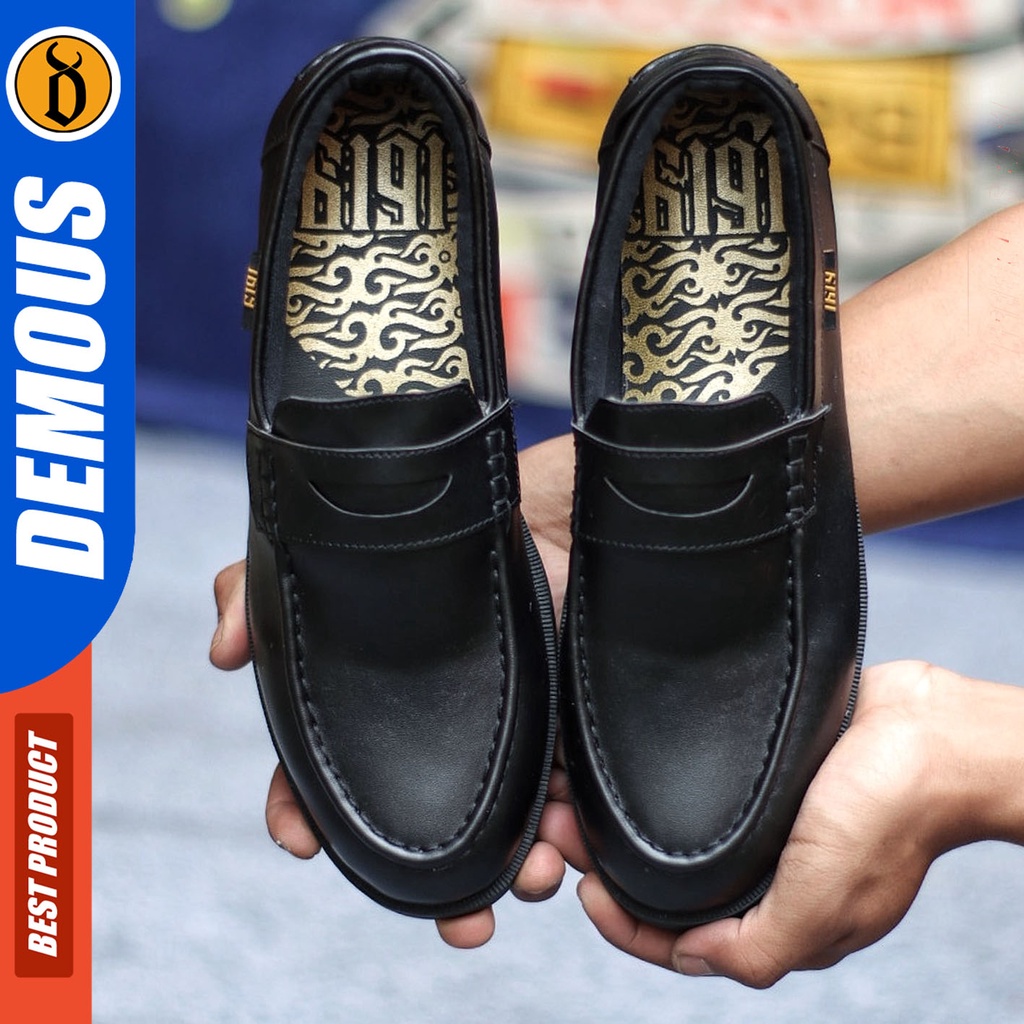 Sepatu Slip On Pria Sepatu Casual Pria Kulit Pu Kerja Kantor Kuliah Kondangan Sepatu Slop Pria Sepatu Hitam Pria DEMOUS PENNY