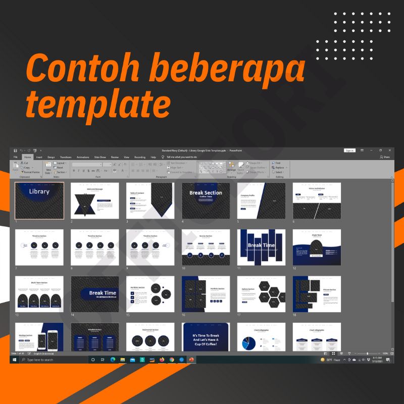 Template PowerPoint Premium Infographics, All In One Social Marketing, Slide Presentasi