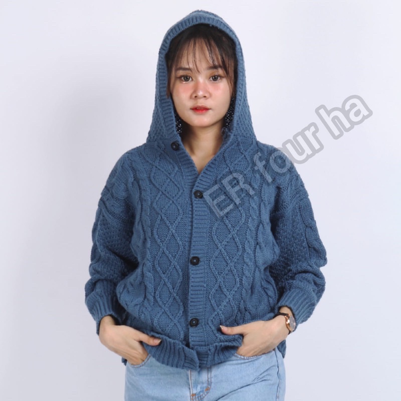 Cardigan cable SIDO kupluk Type 3 get | Cardigan Rajut Tebal | Pakaian Wanita | Outerwear Wanita