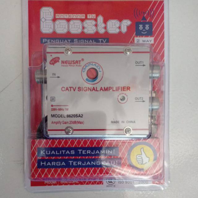 Penguat Sinyal Antena /Penjernih Antena/Boster Antena/ Signal Amplifier + 3 jet tv drat dalam