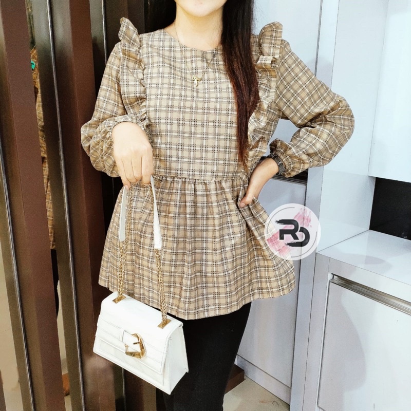 RD FASHION CIRELEA BLOUSE - BLOUSE MUTHIA FIT TO L-KOTAK BLR COKLAT