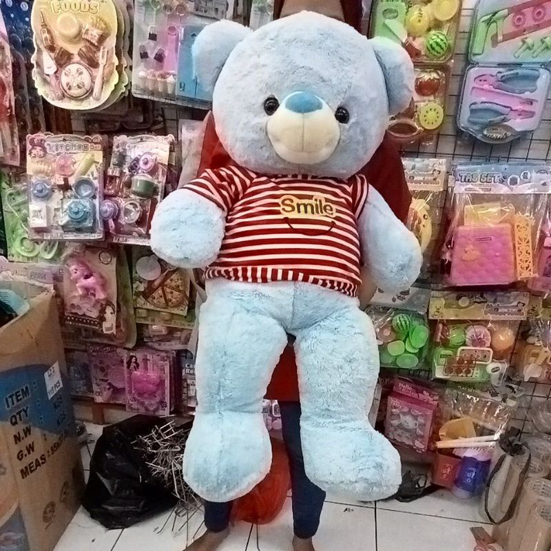 Boneka Bear Panda Baju Lorek Berdiri Ukuran 80cm