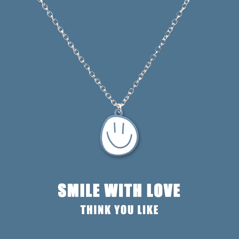 COD❤️Kalung Liontin Smiley Manis Indah Fashion Korea Wanita Korea Sederhana Temperamen Kalung Sahabat Terbaik Girly-A.one