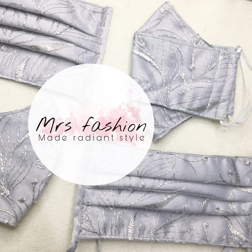 masker kain hijab masker pesta masker kondangan hijab SILVER ABU MUDA masker brukat hijab brokat mas