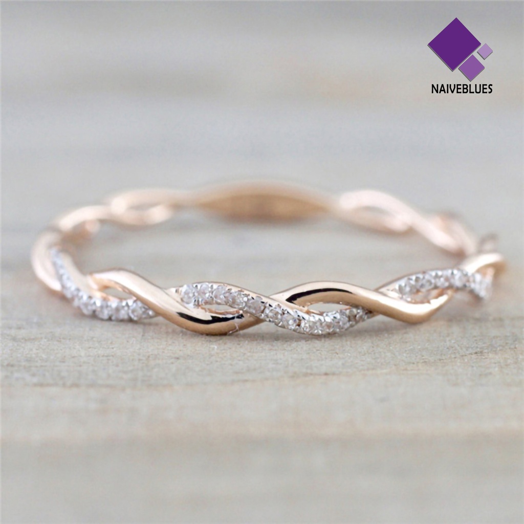 Naiveblue &gt; Cincin Model Lilit Bahan Alloy Hias Berlian Imitasi Untuk Wanita