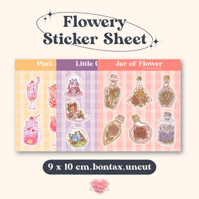 

FLOWERY STICKER SHEET | Journaling Sticker | Aesthetic Sticker | Stiker Murah