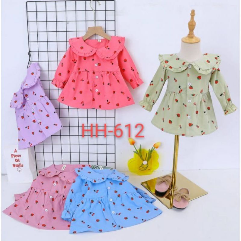 Tunik Kemeja Import size 1-5 t strawberry