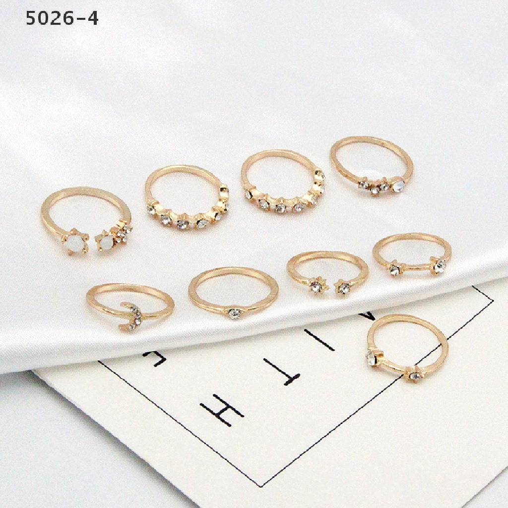 5026-4 9Pcs/set Moon Star Rings for Women Girls Bohemian Jewellery set Gift Accessories 5026-4