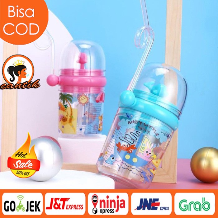 BOTOL MINUM ANAK LUMBA IKAN PAUS AIR MANCUR KEKINIAN BPA FREE