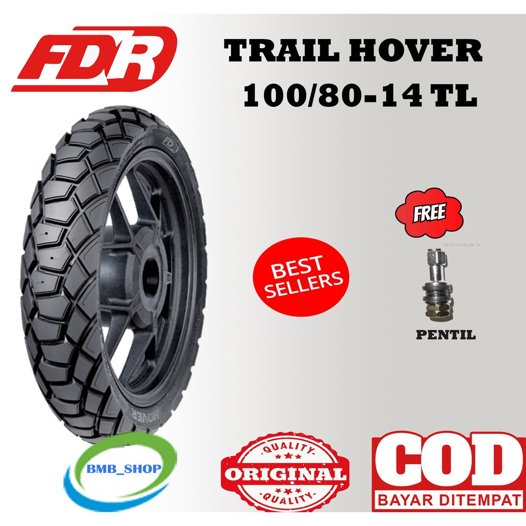 Ban Motor Semi Trail FDR Hover 100/80-14 tubeless free pentil untuk metic honda vario beat Scoopy