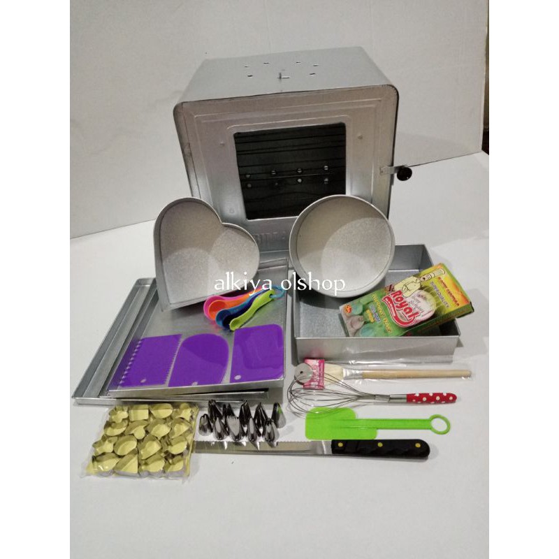 OVEN BIMA OVEN TANGKRING OVEN KOMPOR 3 SUSUN DENGAN ANEKA LOYANG DAN PERALATAN DEKORASI KUE MURAH