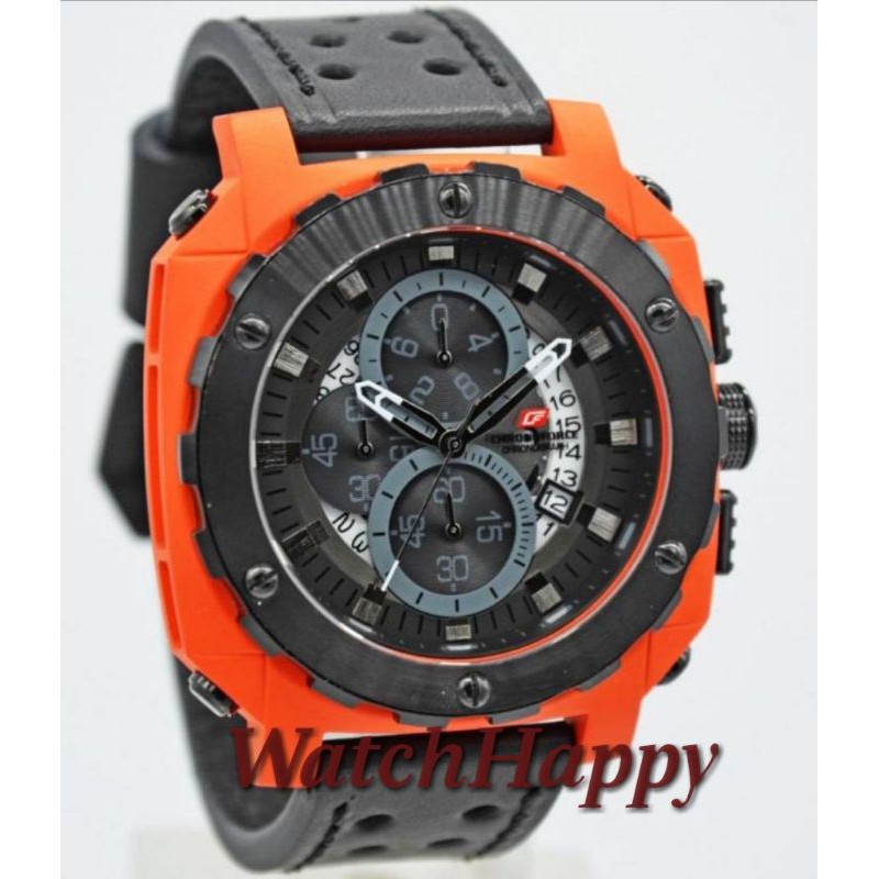 WatchHappy Chronoforce 5323 5323G CF 5323 Case Orange Men Watch Sport Leather Band Best 100%Original