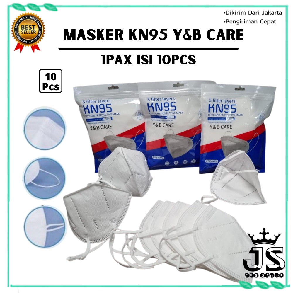 Masker KN95 Y&B Care Earloop Isi 10 Pcs  Ergonomic Design JES