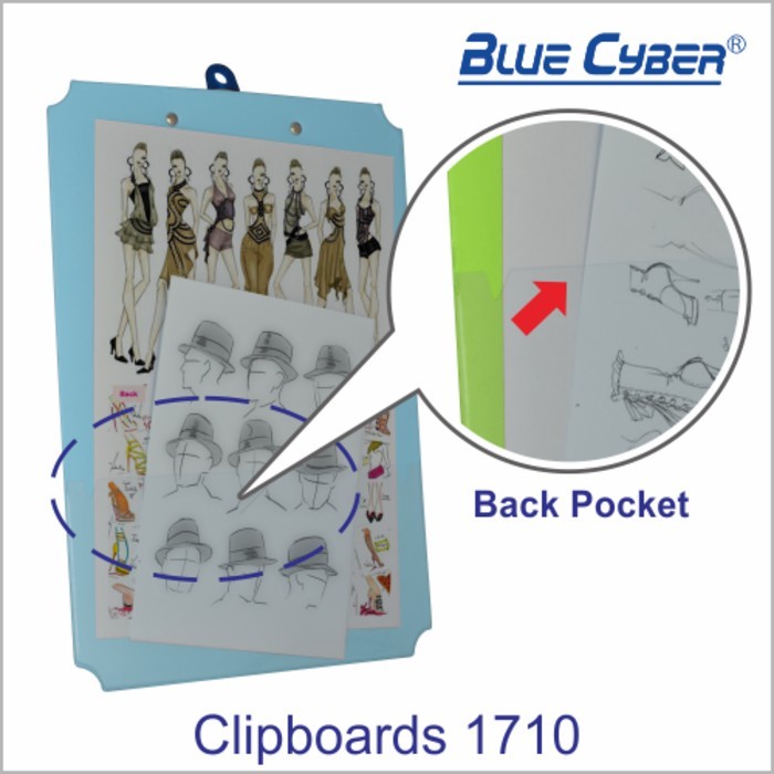 

Clipboard folio with blue cyber mechanism