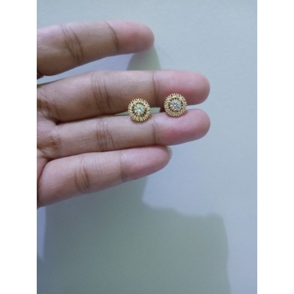 anting giwang tusuk berlian titanium gold