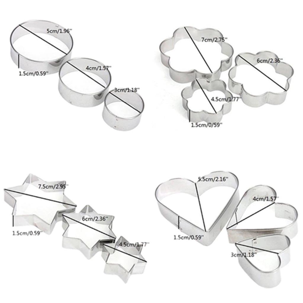 [Elegan] Cookie Cutters Set 12Pcs Pastry Kecil Stainless Steel DIY Alat Kue Dapur