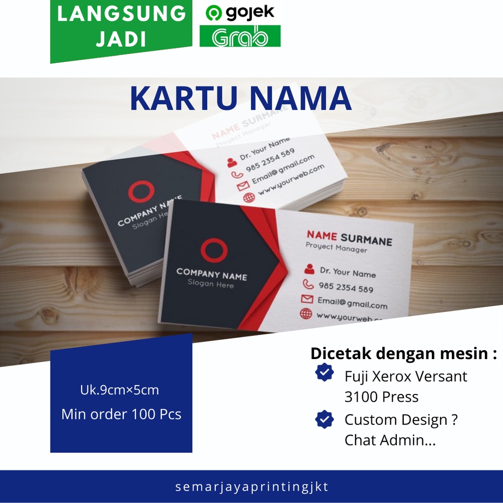 

GRATIS DESAIN Cetak Kartu Nama bahan BW Lokal isi 100 Pcs