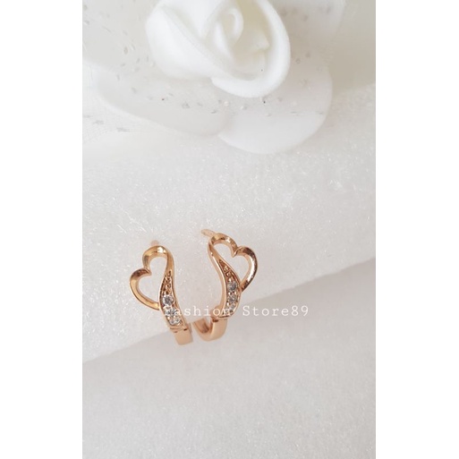 Ready Anting Simple Love silver Rosegold Xuping Bestquality import lapis emas 18k