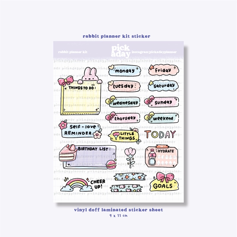 

PICKADAY waterproof stickersheet | rabbit planner kit planner sticker - kiss cut