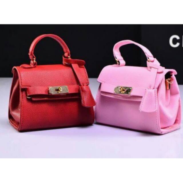 Tas h*rm*s kelly anak cewek girls kid lime black red hot pink muda import fashion bag