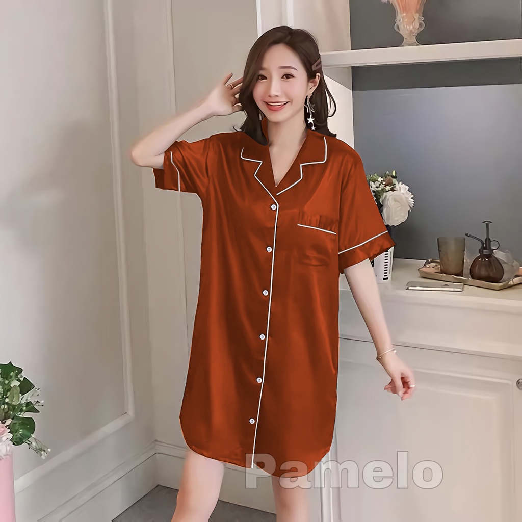 Pamelo Daster satin/baju tidur/daster murah Tunik Velvet Satin-DPY Daster Bata