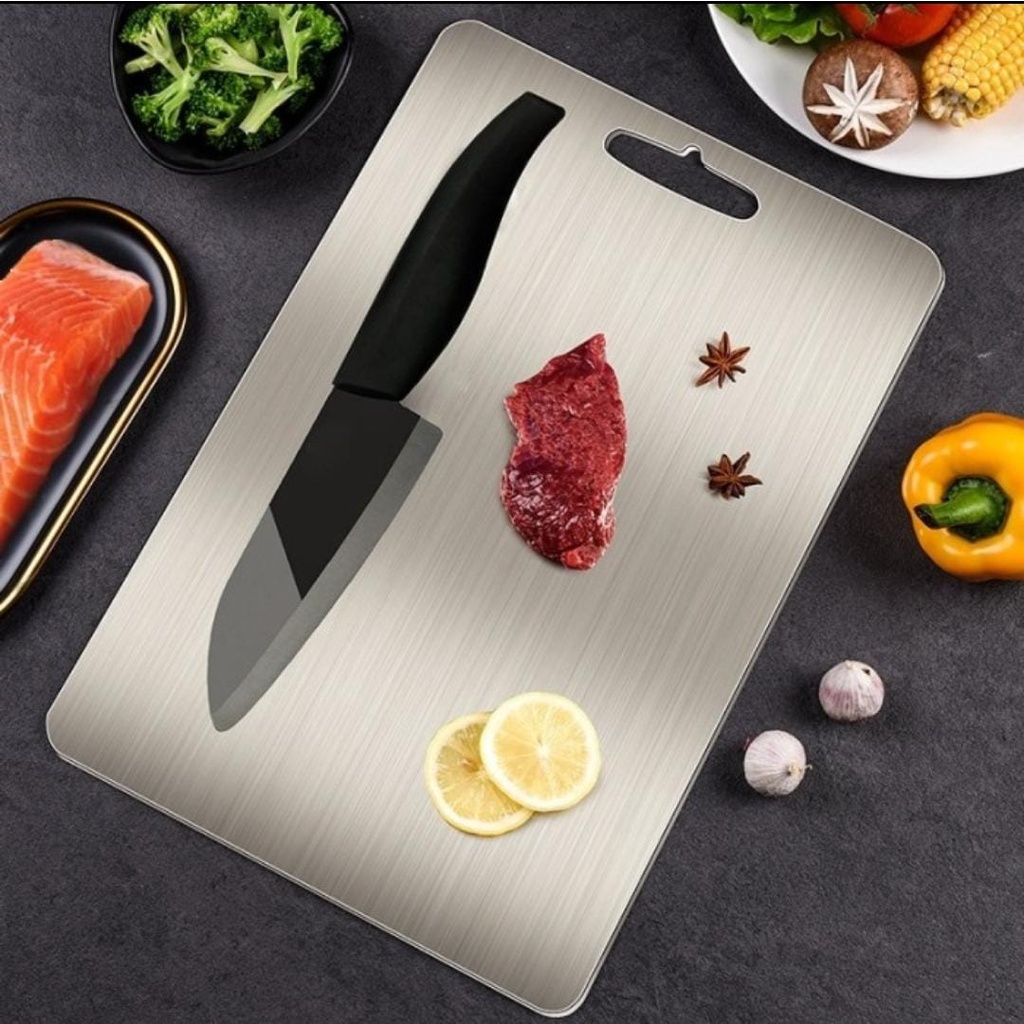 Cutting Board Full Stainless 304 Talenan Premium 2 Sisi Papan Potong