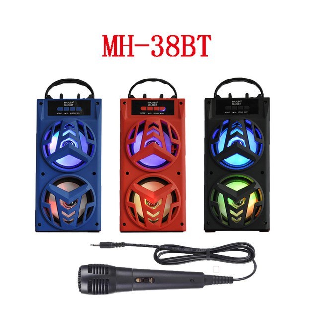 SPEAKER BLUETOOTH DUAL BASS MH-38BT FREE MIC KARAOKE SUPER BASS