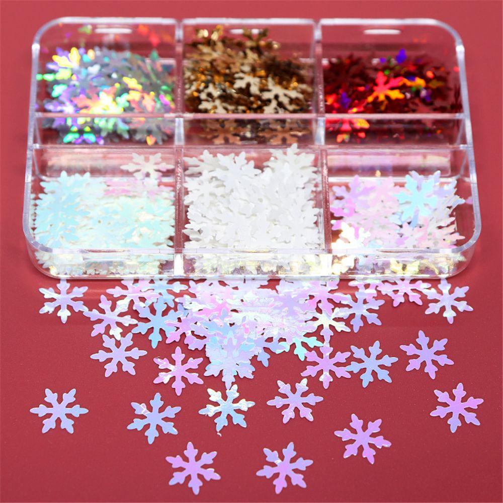 R-flower Stiker Kuku Natal Sparkly Nail Decals DIY Aksesoris Kuku Untuk Dekorasi Nail Art