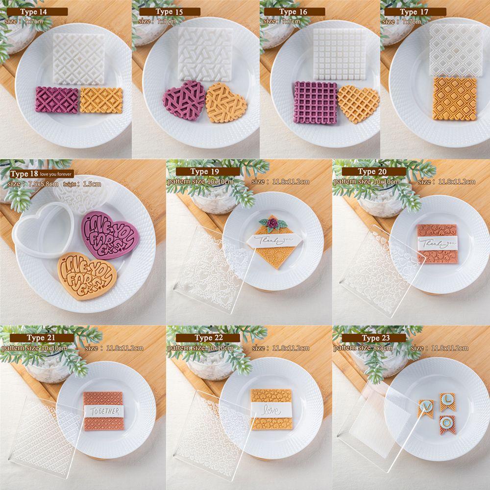 Cetakan Biskuit Fondant Nanas Coklat Motif Love Geometris 3D Emboss Mold