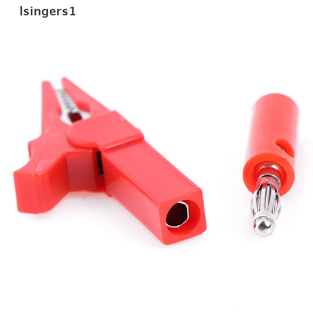 (lsingers1) 2pcs Klip Buaya 55mm Dengan 2pcs plug banana 4mm Warna Hitam + Merah