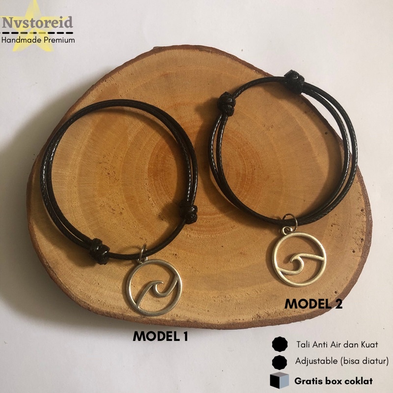 Gelang liontin gelombang / Gelang tali Pria Wanita hits