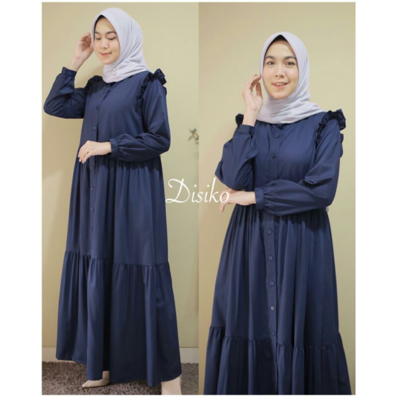 Nabila dress by disiko gamis maxi bahan toyobo NAVY MAROON busui cantik terbaru elagant murah M L XL