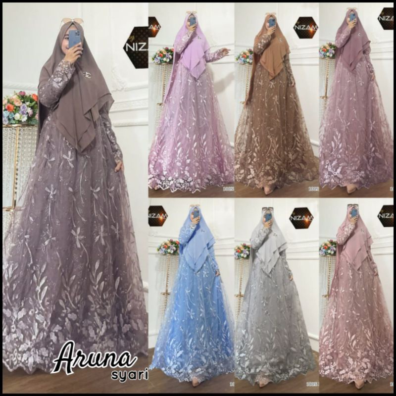 Anindya Nizam Aruna Dress Brukat Gamis Syar'i Original Terbaru