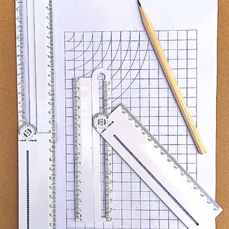 Triple W 4in1 Ruler Compass Penggaris Gambar Jangka Sudut Siku Lipat