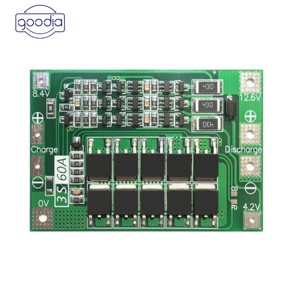 ✈【Fast/COD】✈BMS 3S 60A 12.6V Li-Ion LiPo Battery 18650 Charger Balanced Protection Board