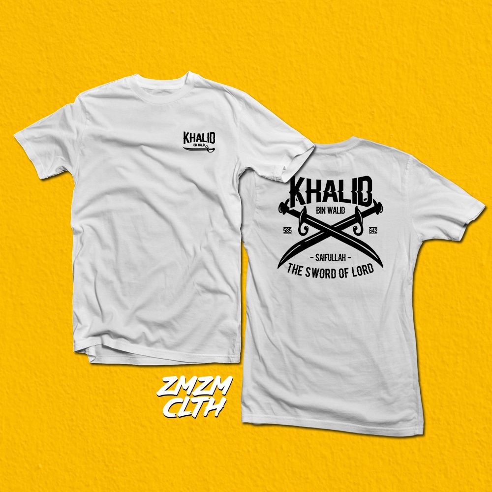 Kaos Dakwah Khalid Bin Walid Islami Muslim-WHITE