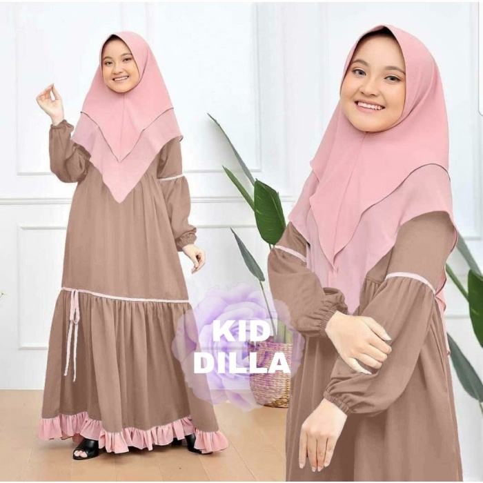 BAJU GAMIS ANAK KIDS TERBARU 2022 MODEL GAMIS MAXI DILLA KID MOSCREPE FREE JILBAB POLOS TERMURAH