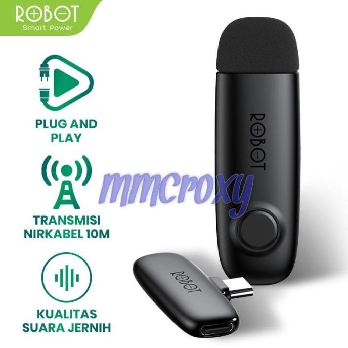 Robot RS20 Wireless Microphone Bluetooth 5.1 Clip On Jepit Type C