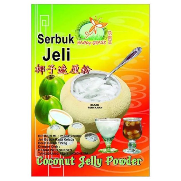 Coconut Jelly Powder Happy Grass / Serbuk Instant Untuk Membuat Minuman Jeli Agar-Agar Puding Kelapa