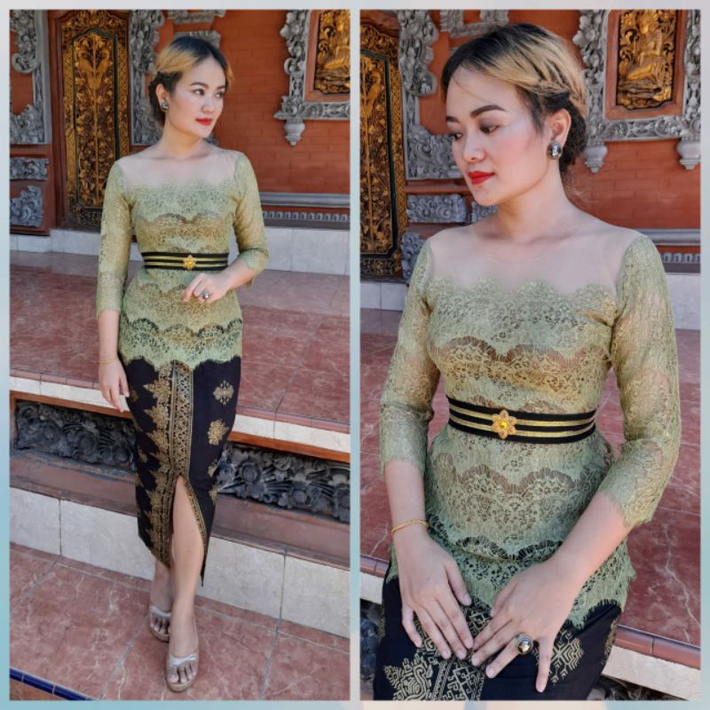 kebaya bali set tinggal pakai lengakap kamisol