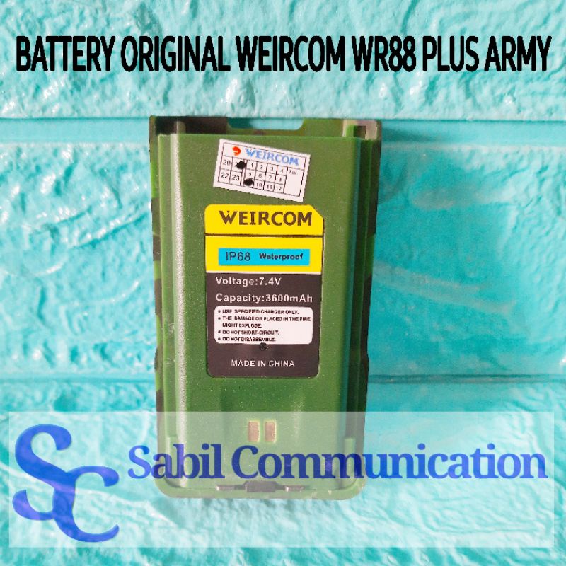 BATRE HT WEIRCOM WR88 PLUS ARMY ORIGINAL BATTERY HT WEIRCOM WR808 WR88 PLUS WR 88 PLUS WR88 SPORT RA