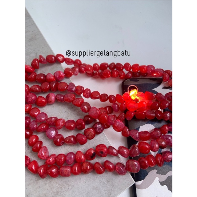 manik Batu alam red agate SERAT Beads 12 x 10mm bahan gelang kalung vintage etnik bali khas asli akik