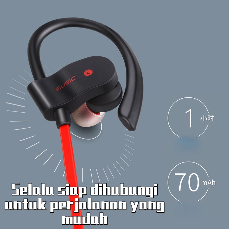 558 Bluetooth Earphone Earloop Earbud Stereo Bluetooth Headset Nirkabel Sport Earpiece Handsfree